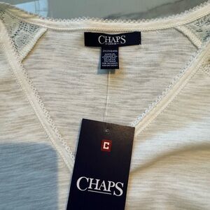 Chaps Cream Lace Sleeve Top